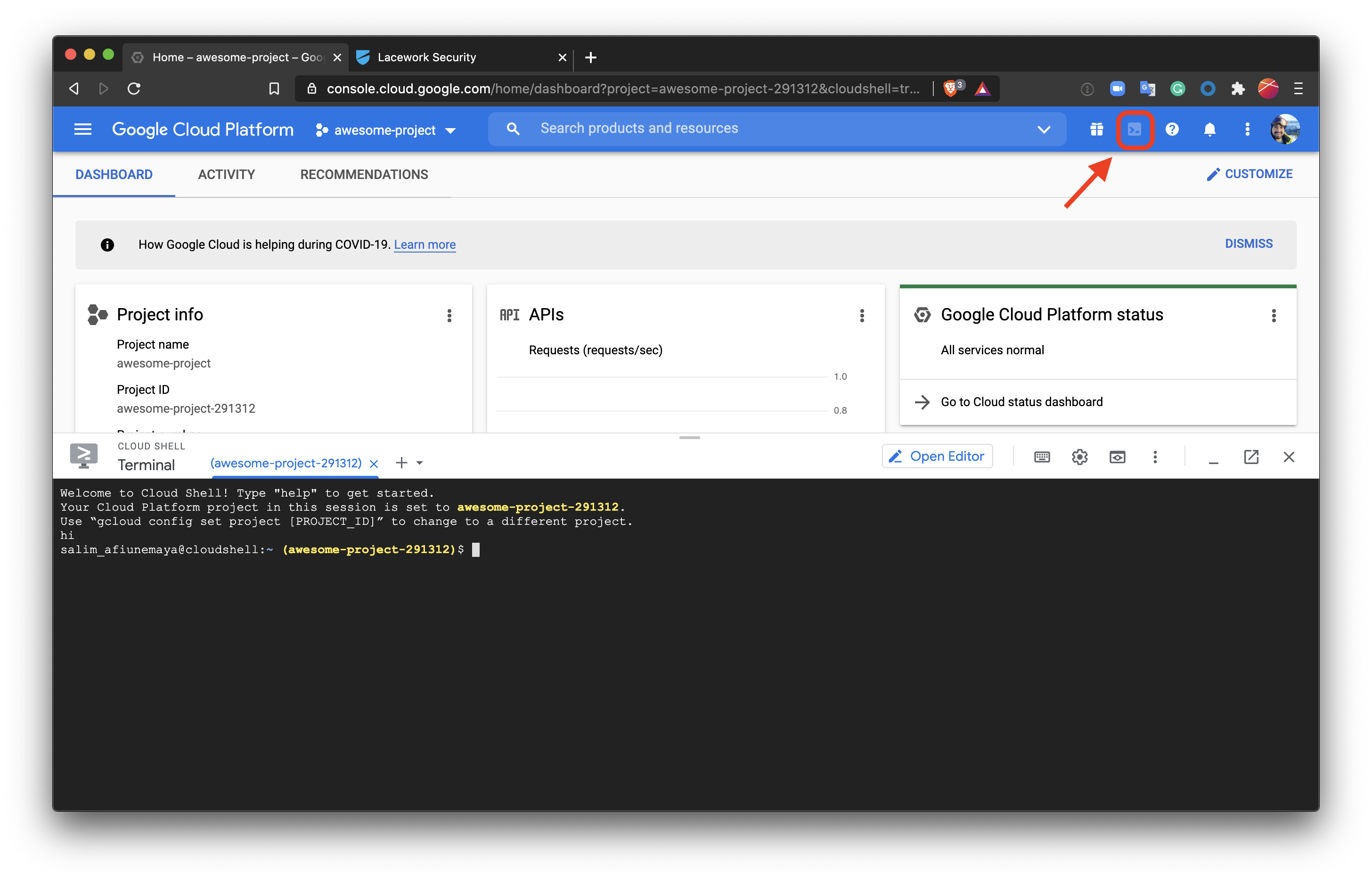 Open Google Cloud Shell