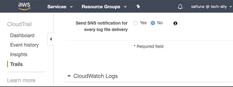 Manually attach SNS topic to CloudTrail