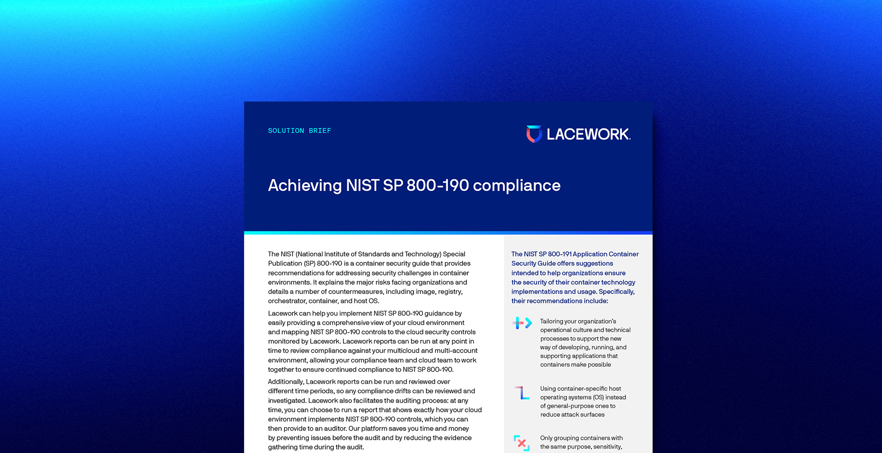 Achieving NIST SP 800-190 compliance